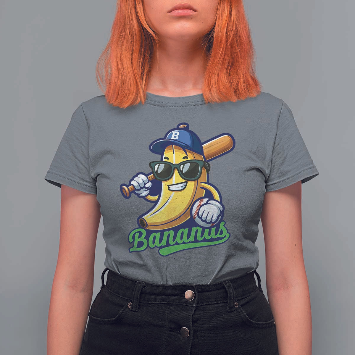 Cute Banana Graphics T Shirt For Women Funny Sports Baseball Lover