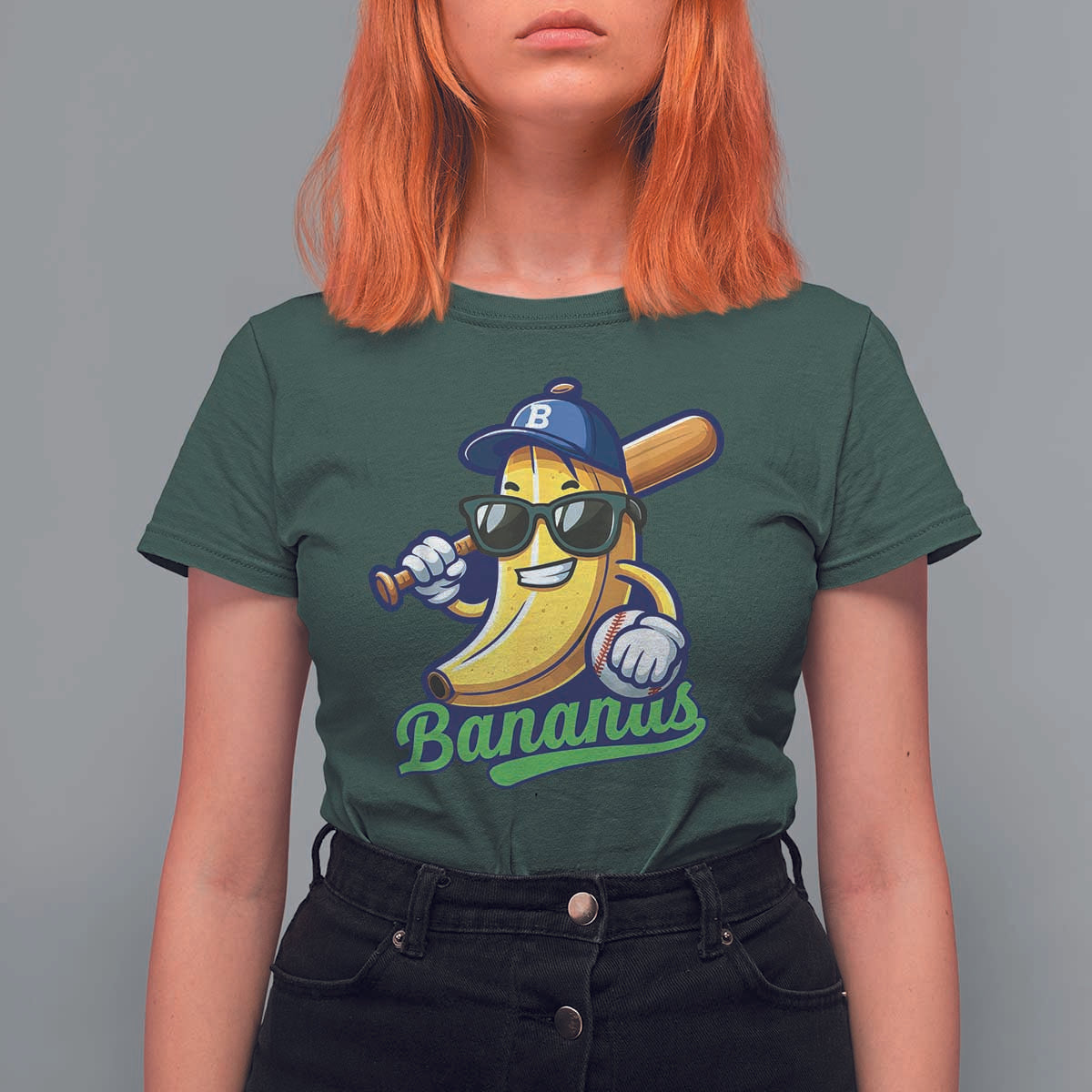 Cute Banana Graphics T Shirt For Women Funny Sports Baseball Lover