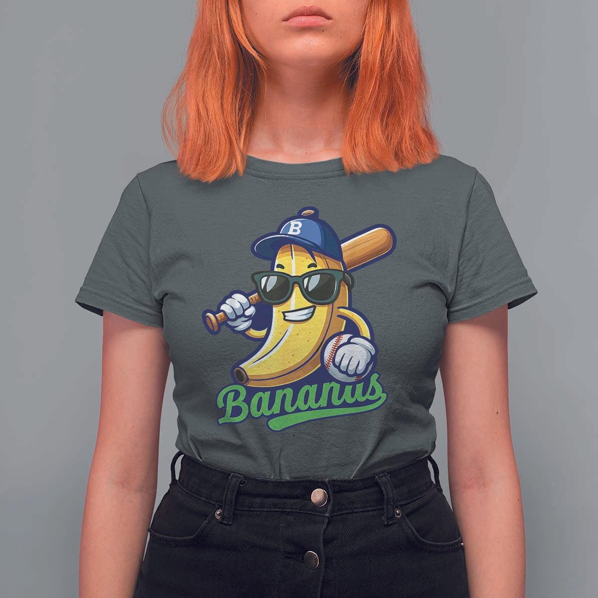 Cute Banana Graphics T Shirt For Women Funny Sports Baseball Lover