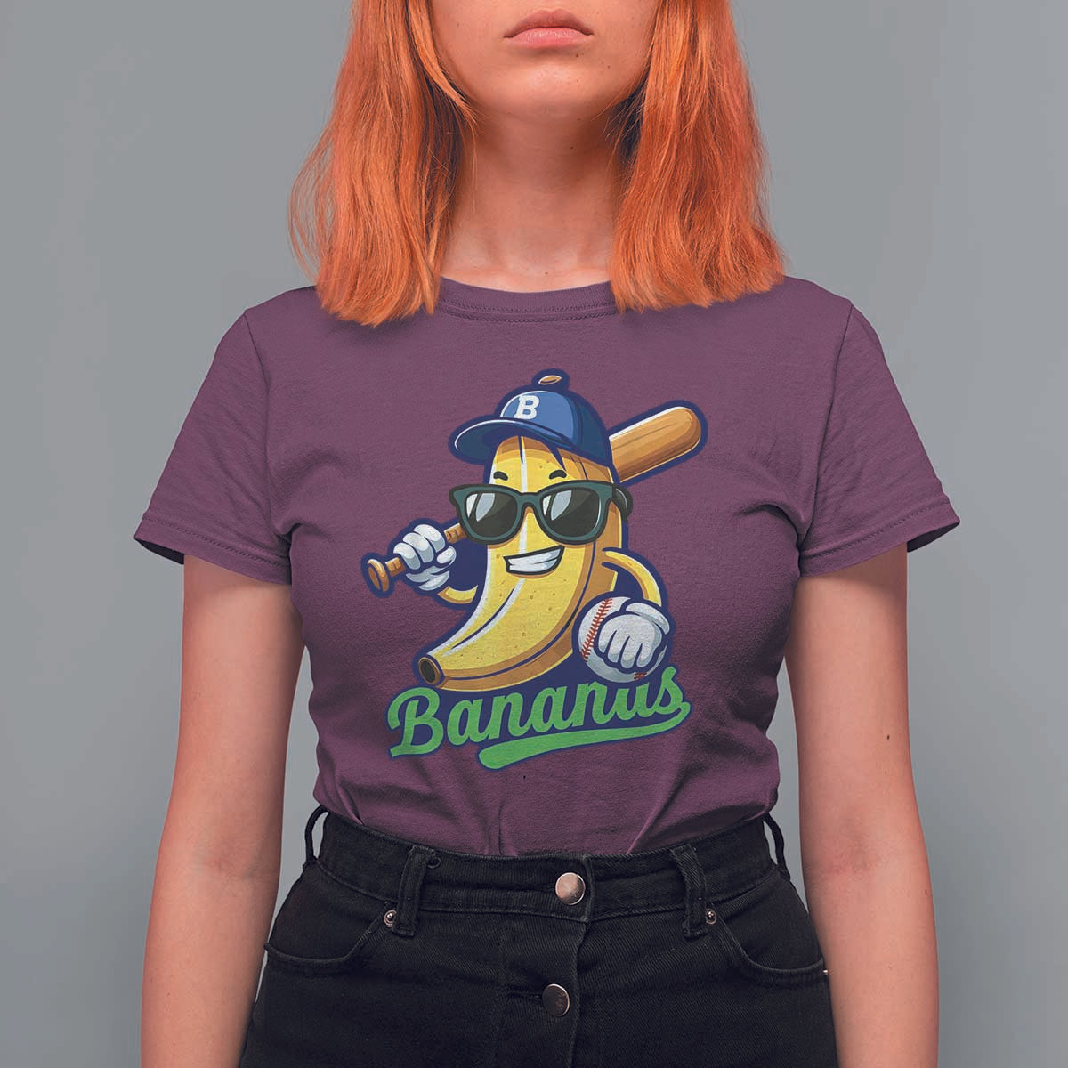 Cute Banana Graphics T Shirt For Women Funny Sports Baseball Lover