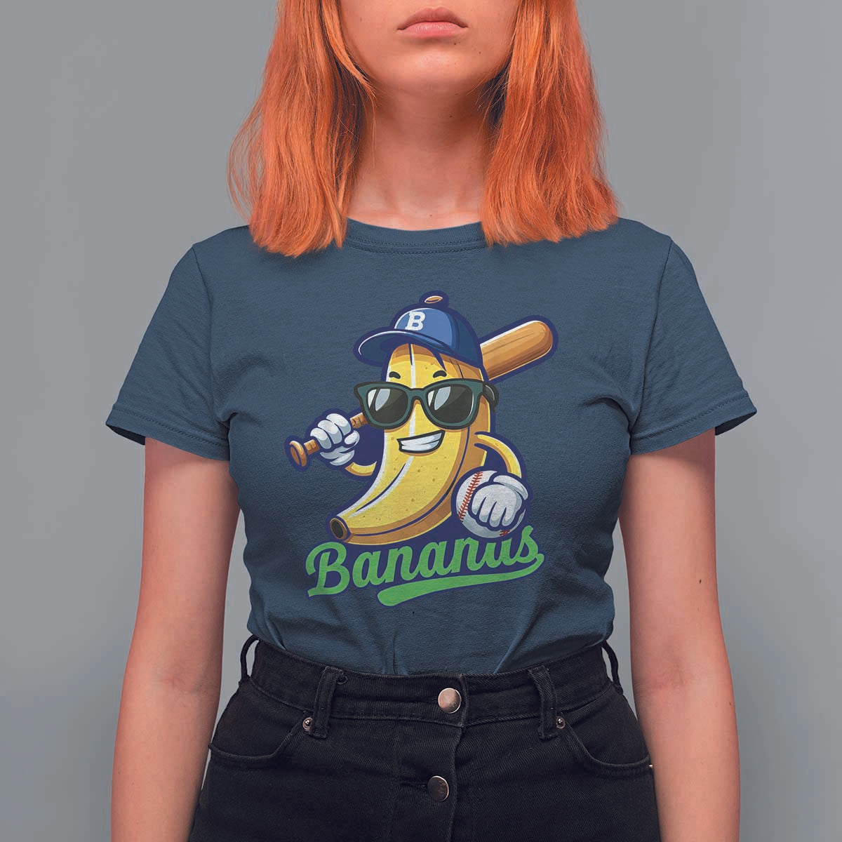 Cute Banana Graphics T Shirt For Women Funny Sports Baseball Lover