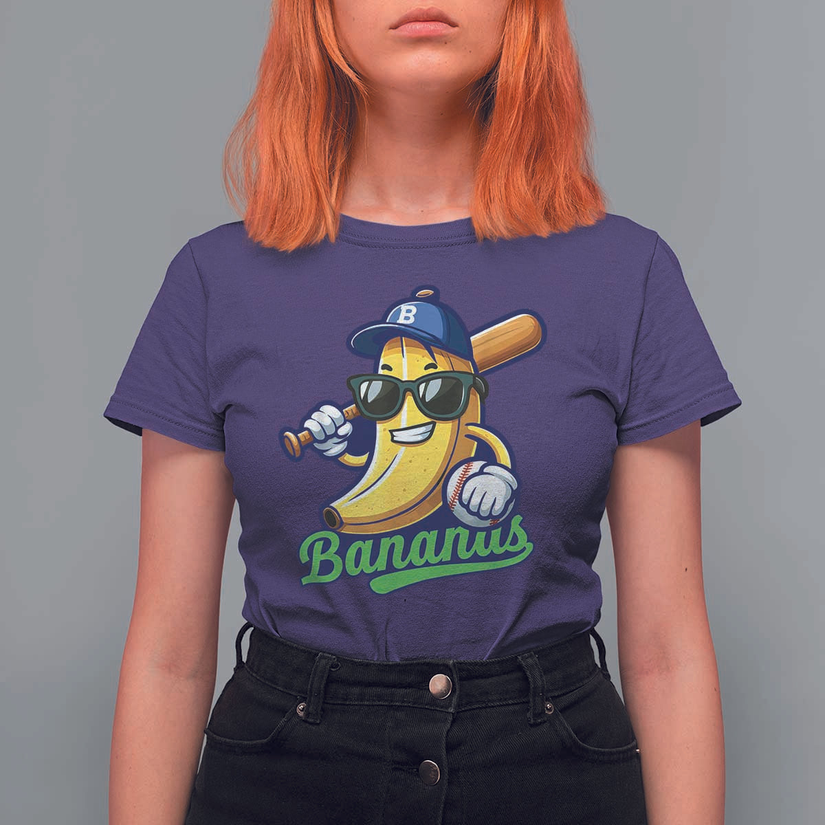 Cute Banana Graphics T Shirt For Women Funny Sports Baseball Lover