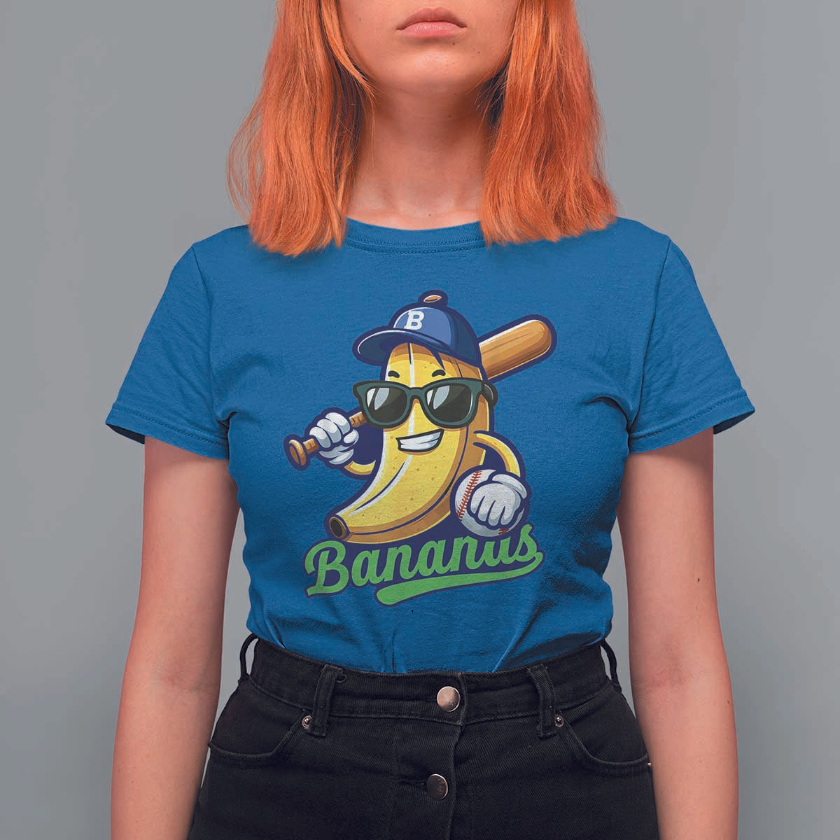 Cute Banana Graphics T Shirt For Women Funny Sports Baseball Lover