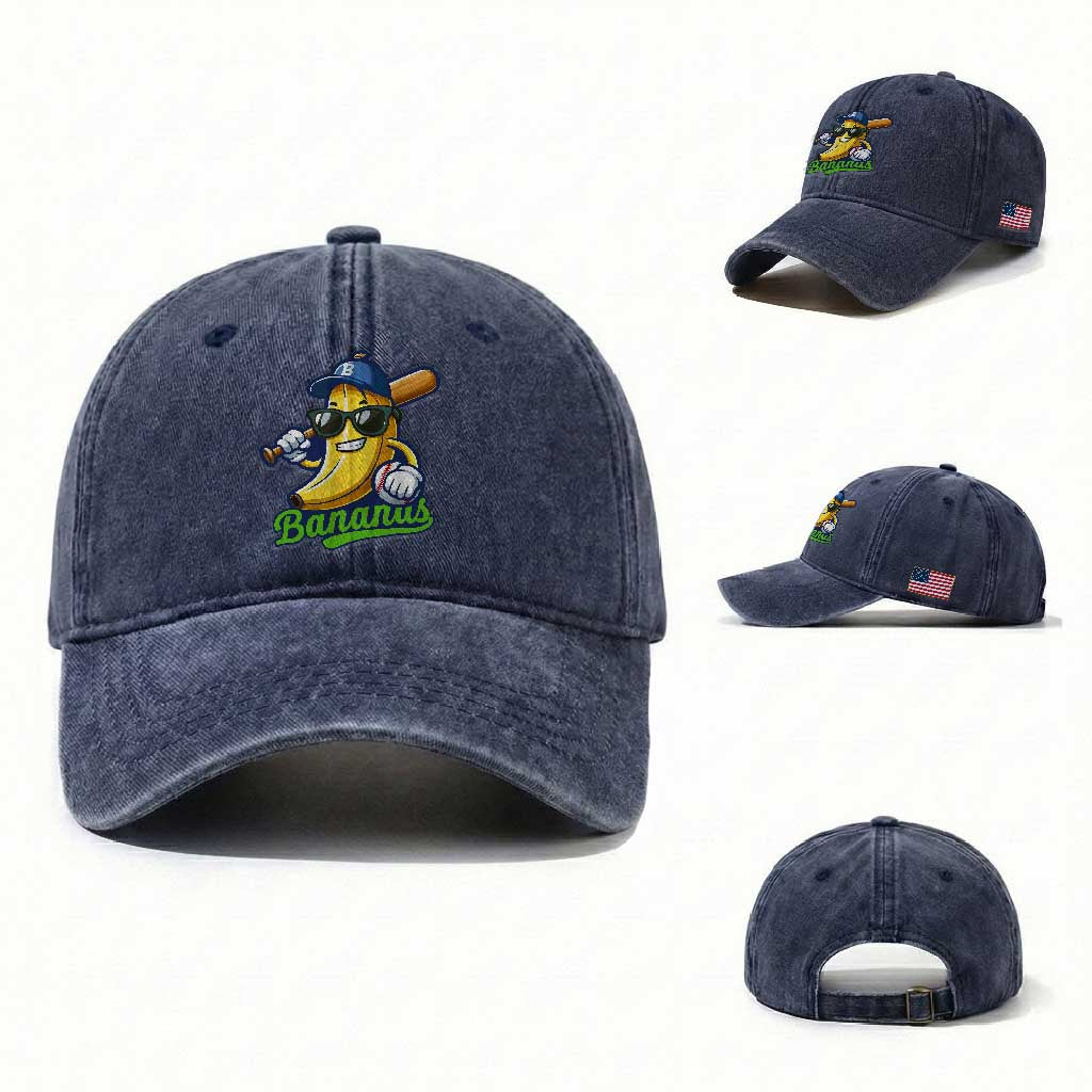 Cute Banana Graphics Washed Cotton Baseball Cap Funny Sports Baseball Lover