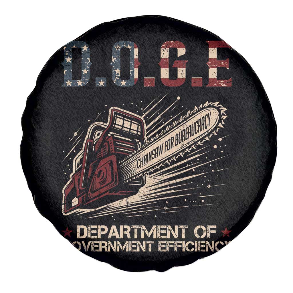 Chainsaw For Bureaucracy Spare Tire Cover Funny DOGE USA Flag