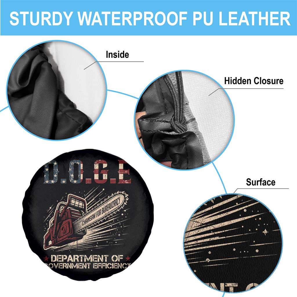 Chainsaw For Bureaucracy Spare Tire Cover Funny DOGE USA Flag