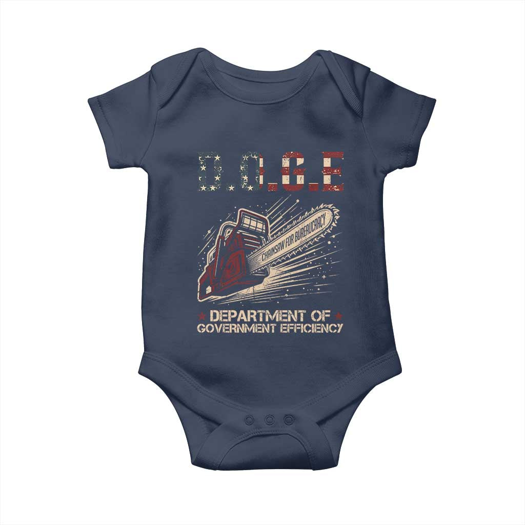 Chainsaw For Bureaucracy Baby Onesie Funny DOGE USA Flag