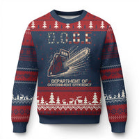 Chainsaw For Bureaucracy Ugly Christmas Sweater Funny DOGE USA Flag - Wonder Print Shop