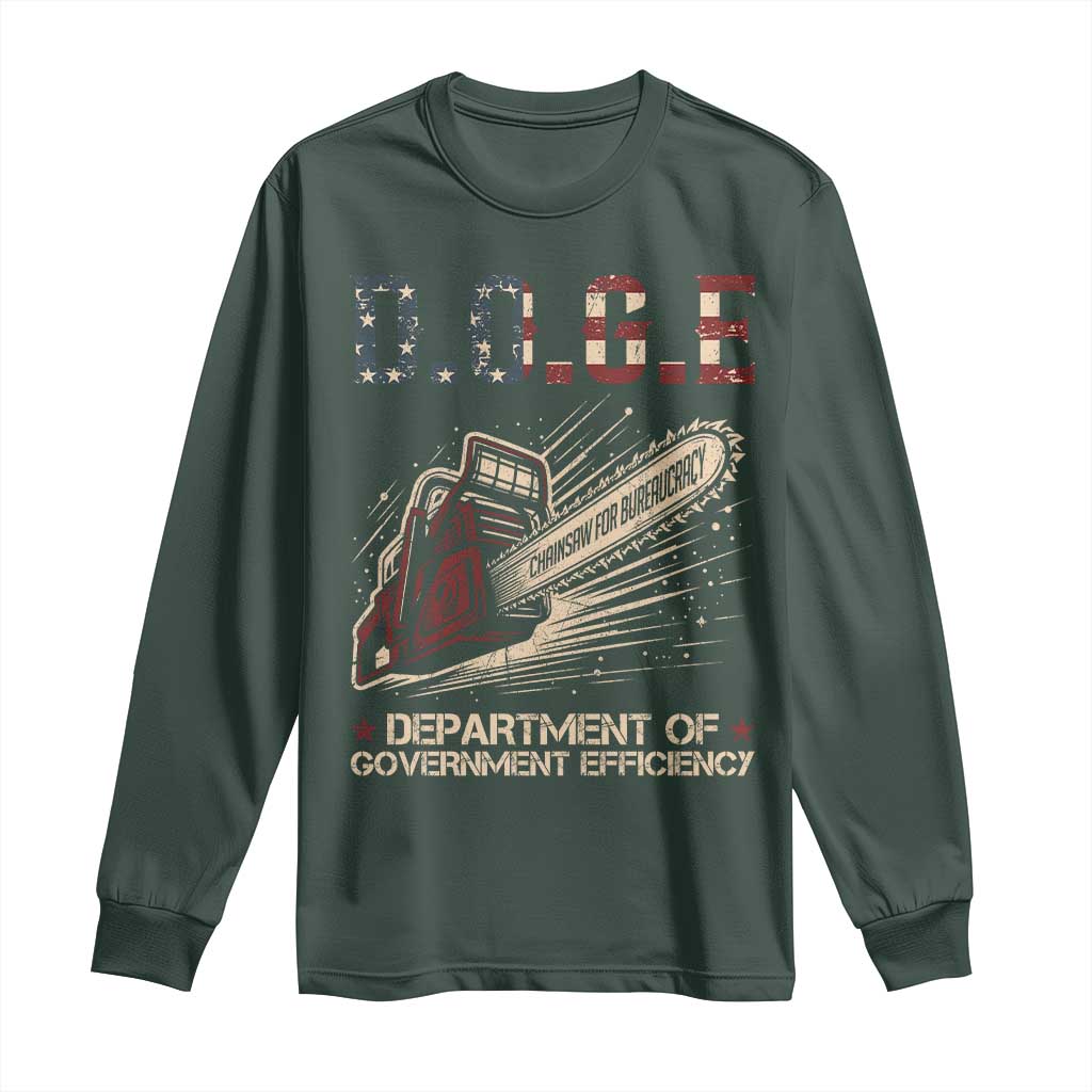 Chainsaw For Bureaucracy Long Sleeve Shirt Funny DOGE USA Flag