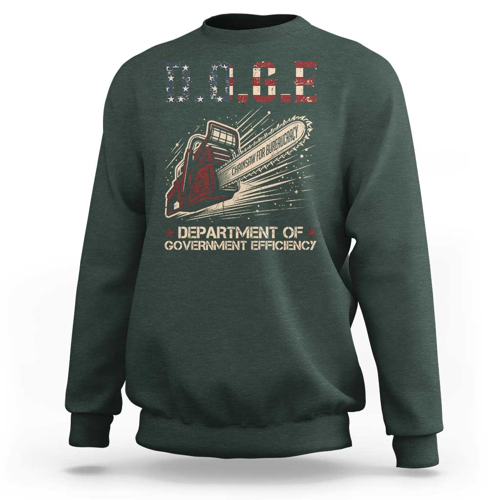 Chainsaw For Bureaucracy Sweatshirt Funny DOGE USA Flag