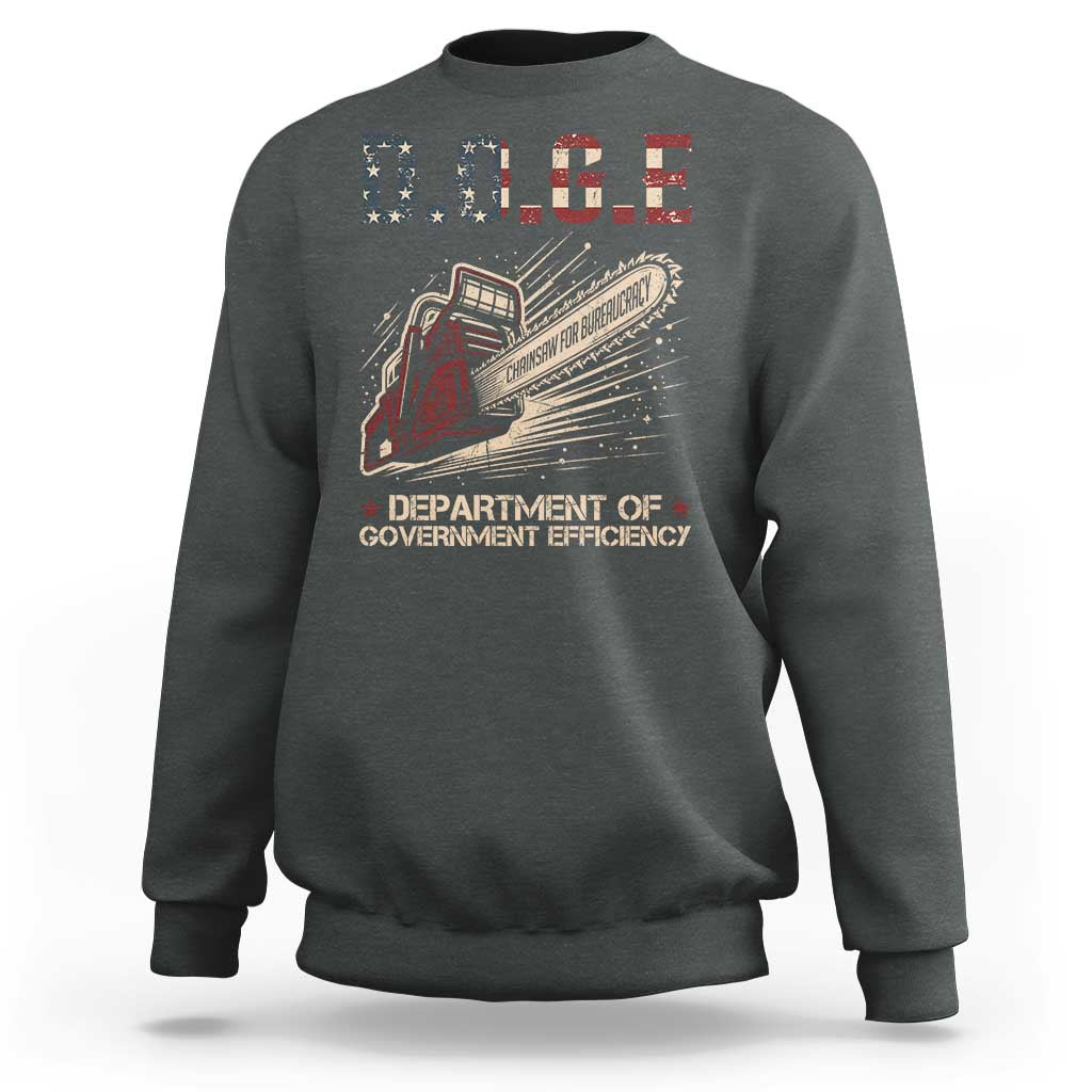 Chainsaw For Bureaucracy Sweatshirt Funny DOGE USA Flag