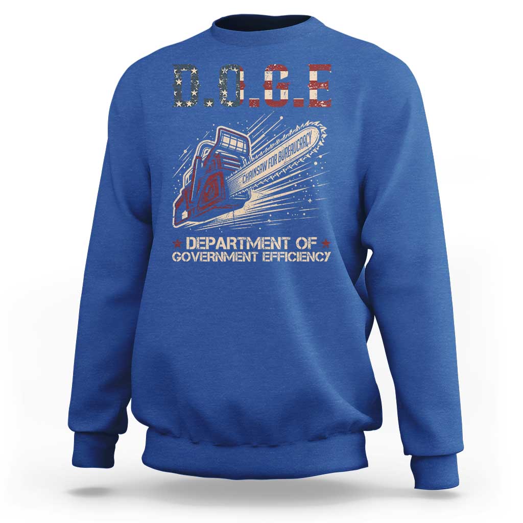 Chainsaw For Bureaucracy Sweatshirt Funny DOGE USA Flag