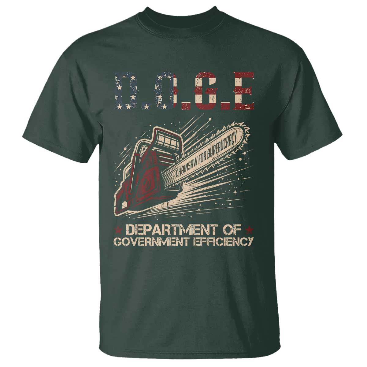 Chainsaw For Bureaucracy T Shirt Funny DOGE USA Flag
