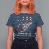 Chainsaw For Bureaucracy T Shirt For Women Funny DOGE USA Flag