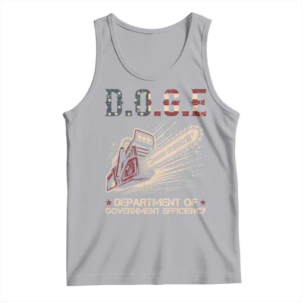 Chainsaw For Bureaucracy Tank Top Funny DOGE USA Flag