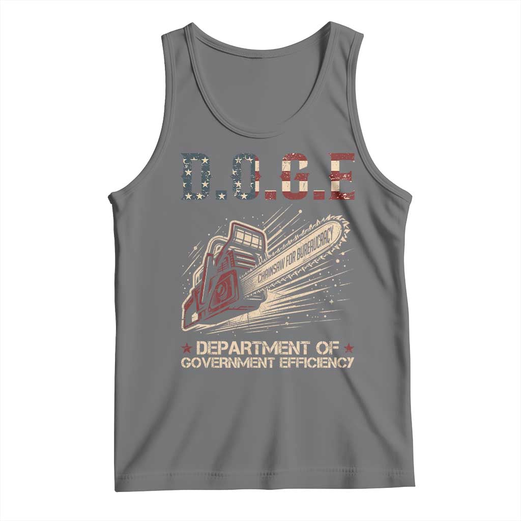 Chainsaw For Bureaucracy Tank Top Funny DOGE USA Flag