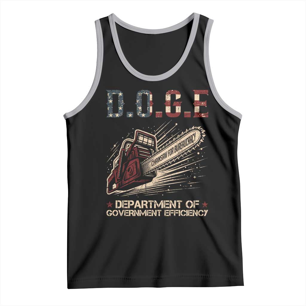 Chainsaw For Bureaucracy Tank Top Funny DOGE USA Flag