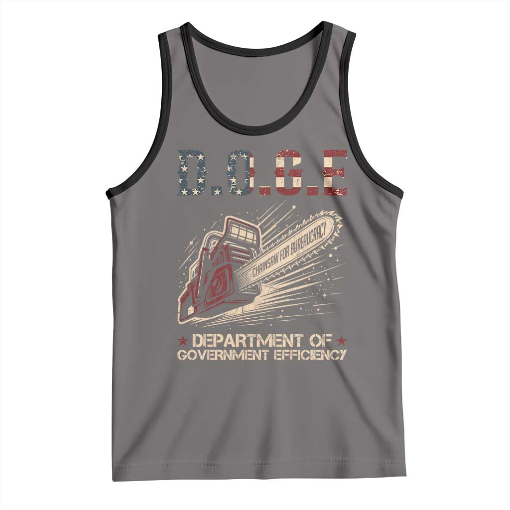 Chainsaw For Bureaucracy Tank Top Funny DOGE USA Flag