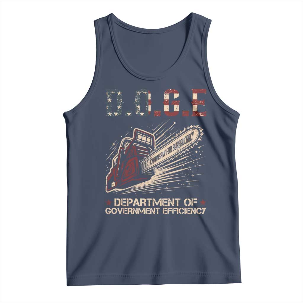 Chainsaw For Bureaucracy Tank Top Funny DOGE USA Flag