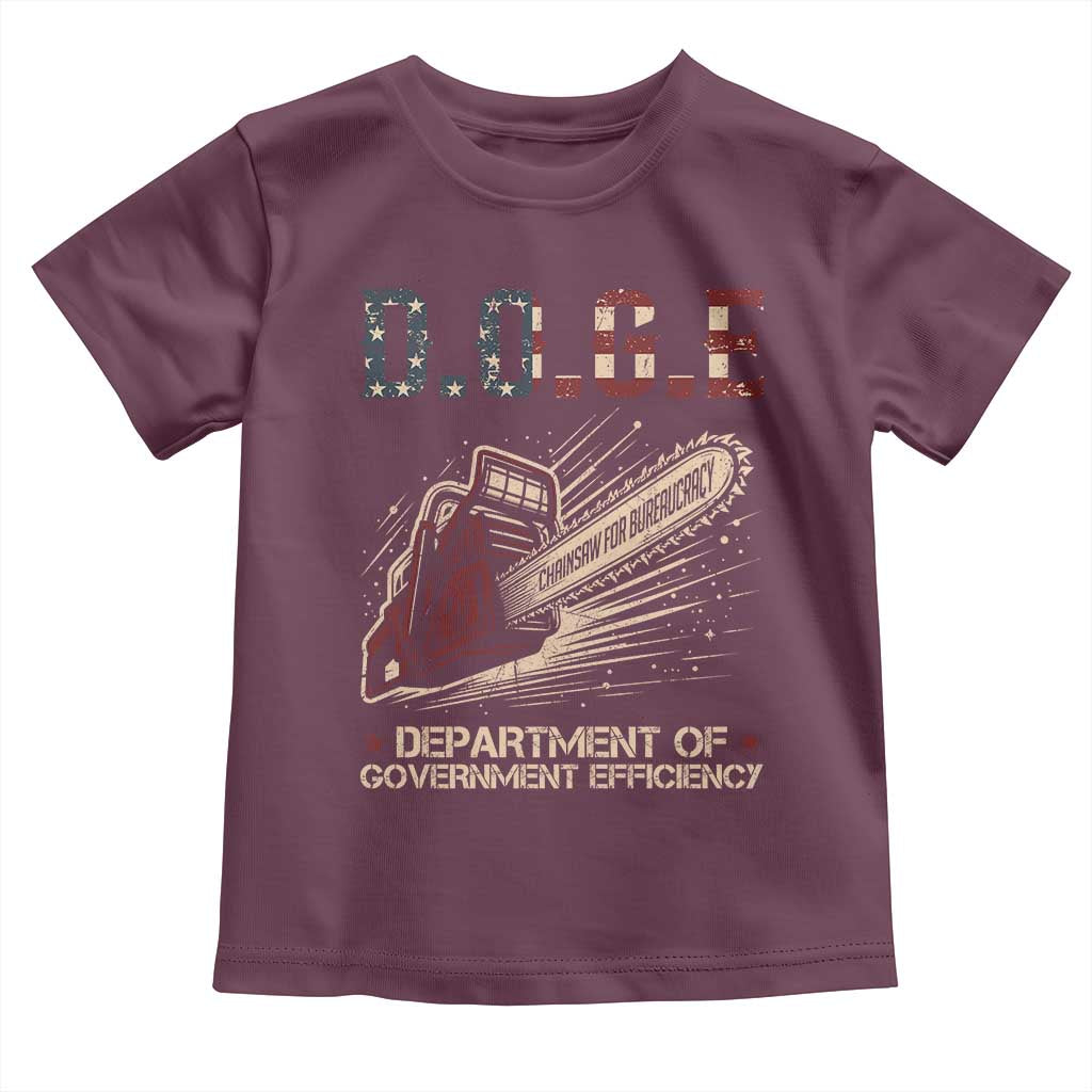 Chainsaw For Bureaucracy Toddler T Shirt Funny DOGE USA Flag