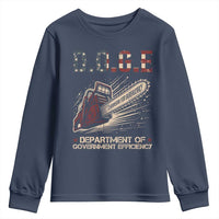 Chainsaw For Bureaucracy Youth Sweatshirt Funny DOGE USA Flag