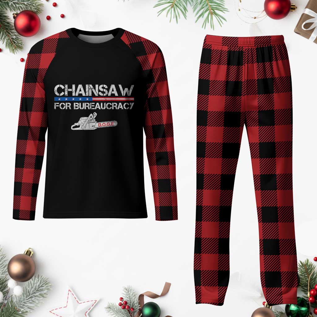 Chainsaw For Bureaucracy Plaid Pajama Set DOGE Department Of Government - Wonder Print Shop