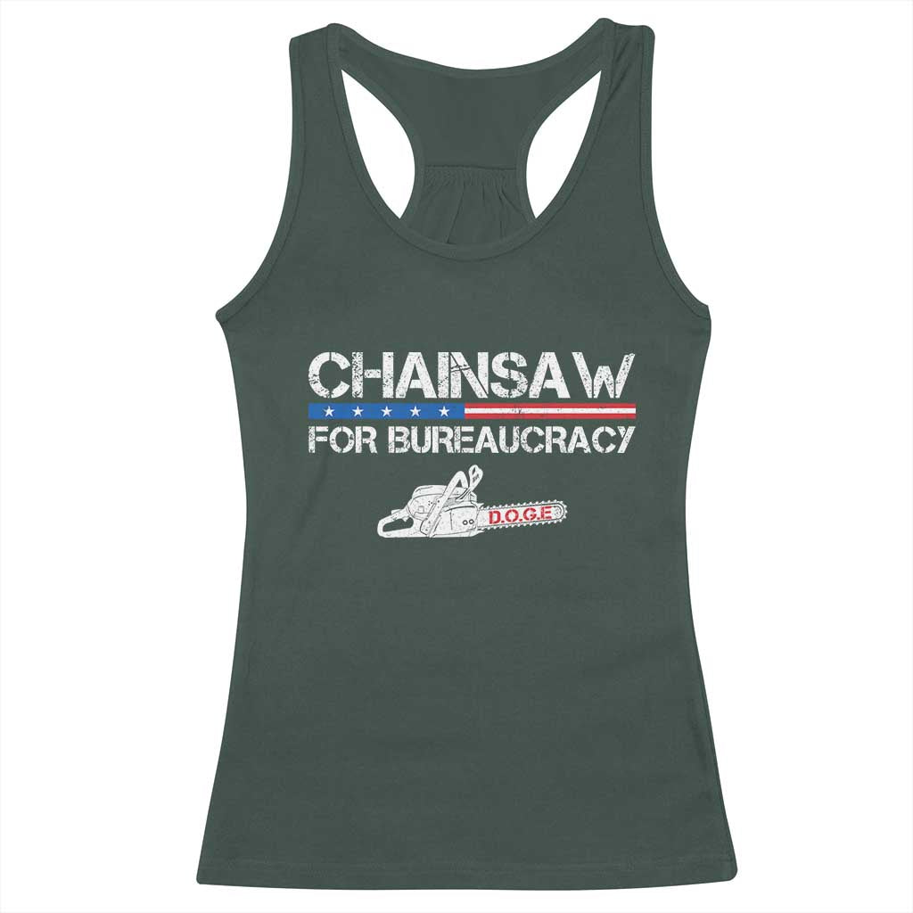 Chainsaw For Bureaucracy Racerback Tank Top DOGE Department Of Government