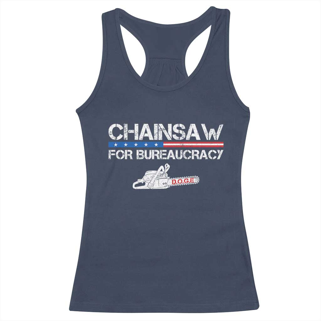Chainsaw For Bureaucracy Racerback Tank Top DOGE Department Of Government
