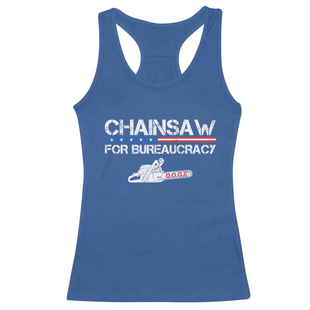 Chainsaw For Bureaucracy Racerback Tank Top DOGE Department Of Government
