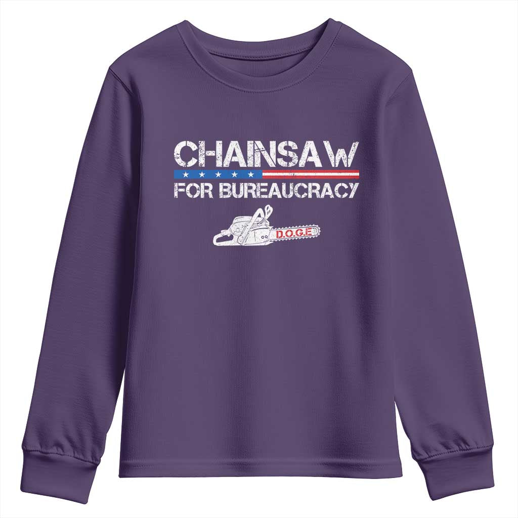 Chainsaw For Bureaucracy Youth Sweatshirt DOGE Department Of Government