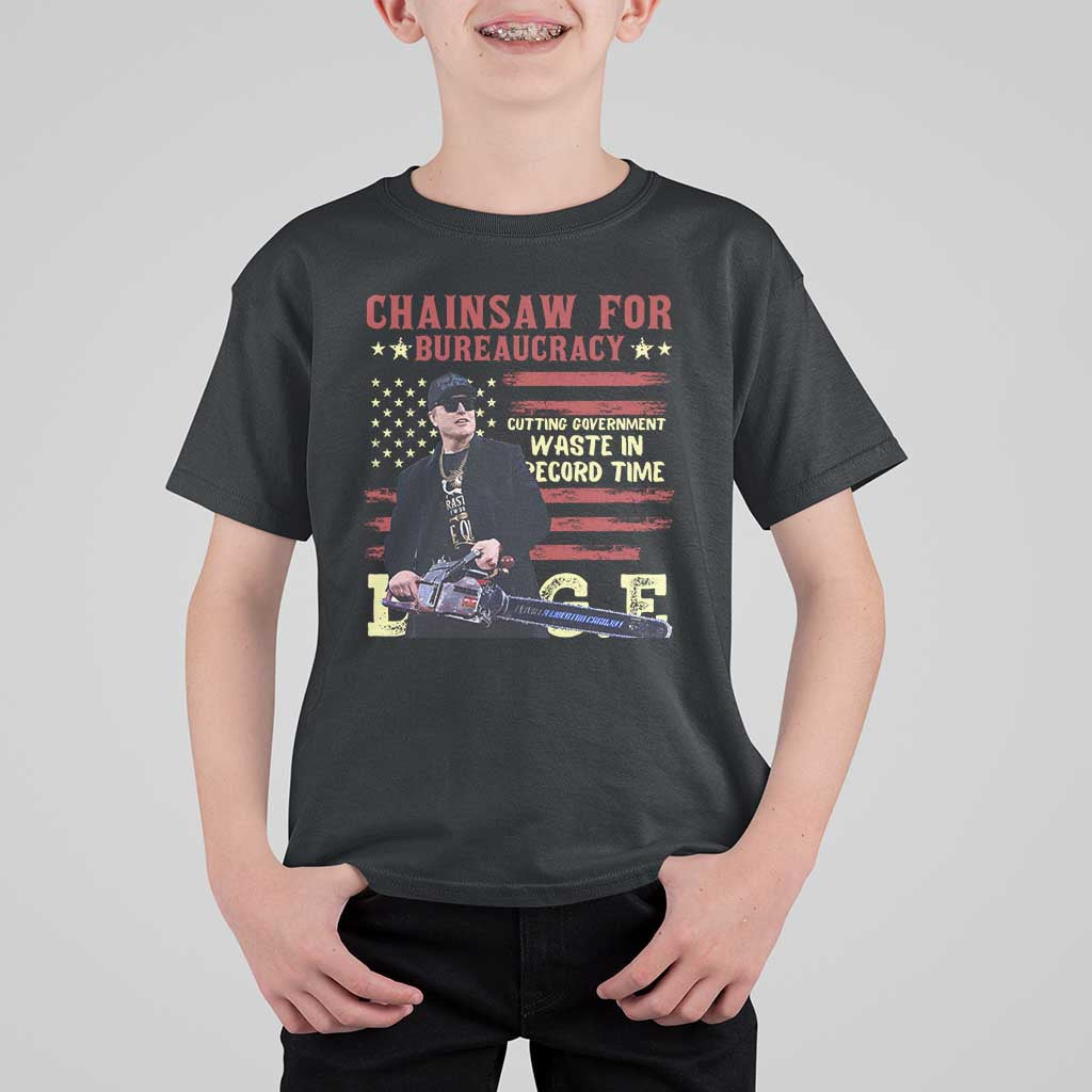 Chainsaw For Bureaucracy T Shirt For Kid Cutting Government Waste In Record Time DOGE