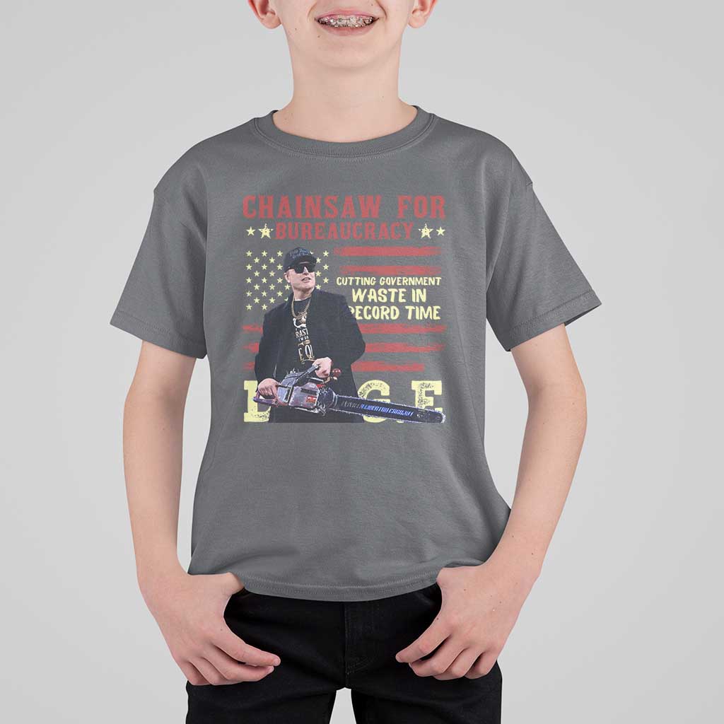 Chainsaw For Bureaucracy T Shirt For Kid Cutting Government Waste In Record Time DOGE