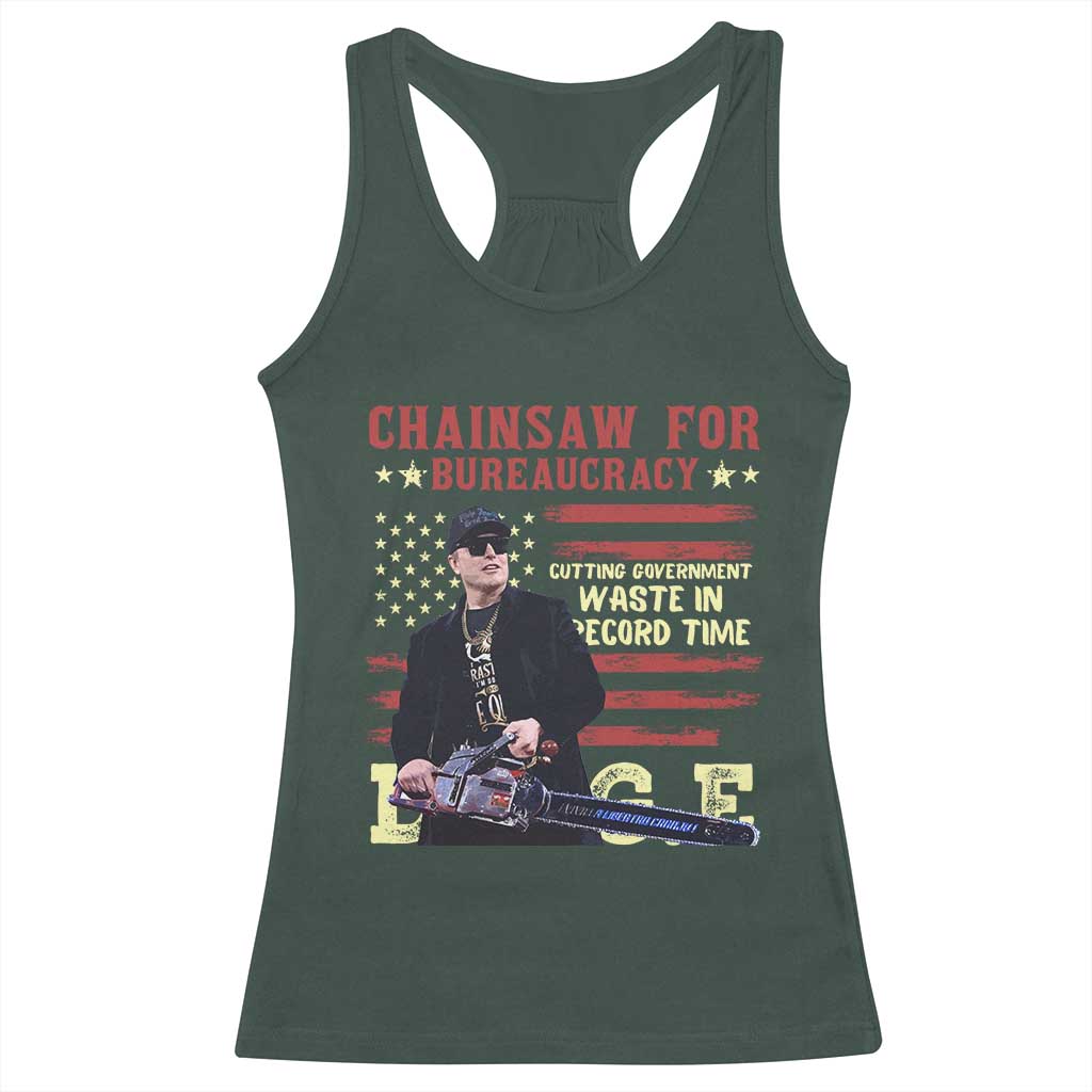 Chainsaw For Bureaucracy Racerback Tank Top Cutting Government Waste In Record Time DOGE