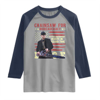Chainsaw For Bureaucracy Raglan Shirt Cutting Government Waste In Record Time DOGE
