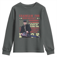Chainsaw For Bureaucracy Youth Sweatshirt Cutting Government Waste In Record Time DOGE