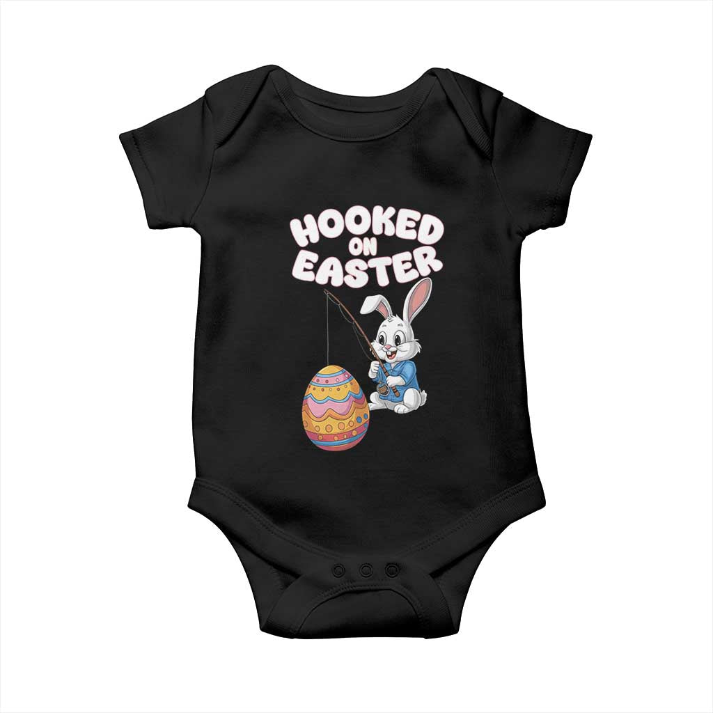 Cute Bunny Fishing Baby Onesie Hooked for Easter Eggs Funny Holiday