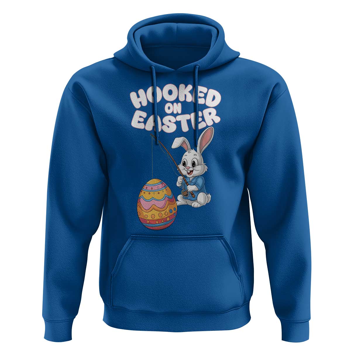 Cute Bunny Fishing Hoodie Hooked for Easter Eggs Funny Holiday