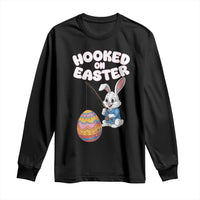 Cute Bunny Fishing Long Sleeve Shirt Hooked for Easter Eggs Funny Holiday
