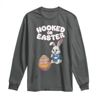 Cute Bunny Fishing Long Sleeve Shirt Hooked for Easter Eggs Funny Holiday