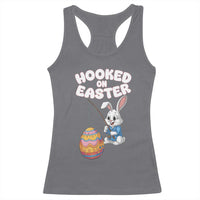 Cute Bunny Fishing Racerback Tank Top Hooked for Easter Eggs Funny Holiday