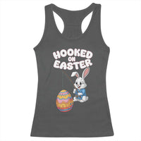 Cute Bunny Fishing Racerback Tank Top Hooked for Easter Eggs Funny Holiday