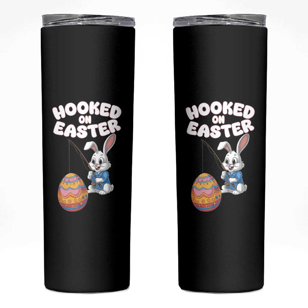 Cute Bunny Fishing Skinny Tumbler Hooked for Easter Eggs Funny Holiday