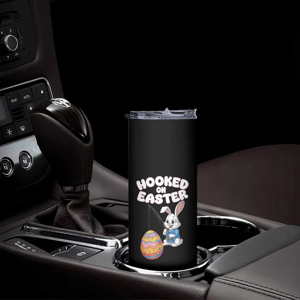 Cute Bunny Fishing Skinny Tumbler Hooked for Easter Eggs Funny Holiday