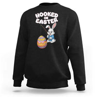 Cute Bunny Fishing Sweatshirt Hooked for Easter Eggs Funny Holiday