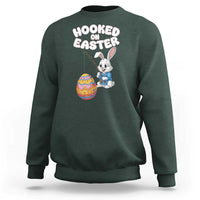 Cute Bunny Fishing Sweatshirt Hooked for Easter Eggs Funny Holiday