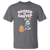 Cute Bunny Fishing T Shirt Hooked for Easter Eggs Funny Holiday