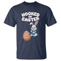 Cute Bunny Fishing T Shirt Hooked for Easter Eggs Funny Holiday