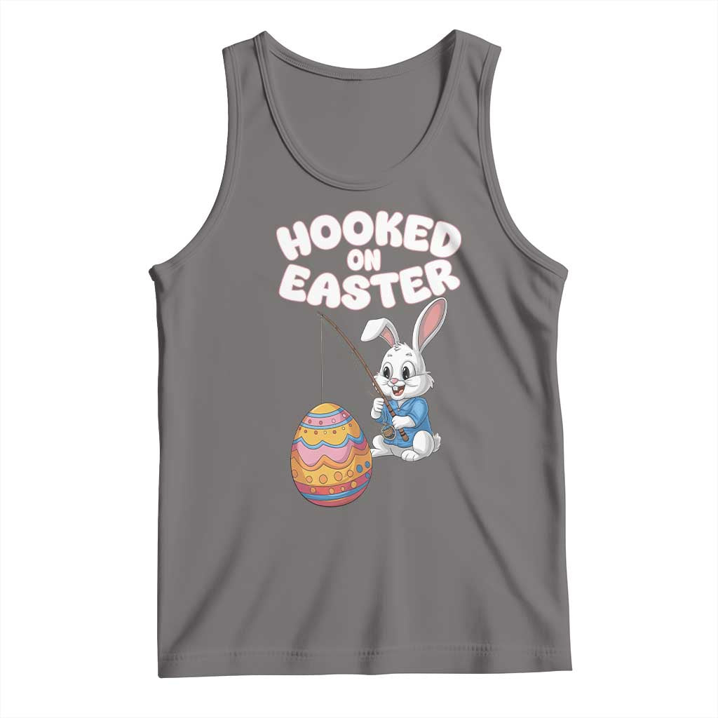Cute Bunny Fishing Tank Top Hooked for Easter Eggs Funny Holiday