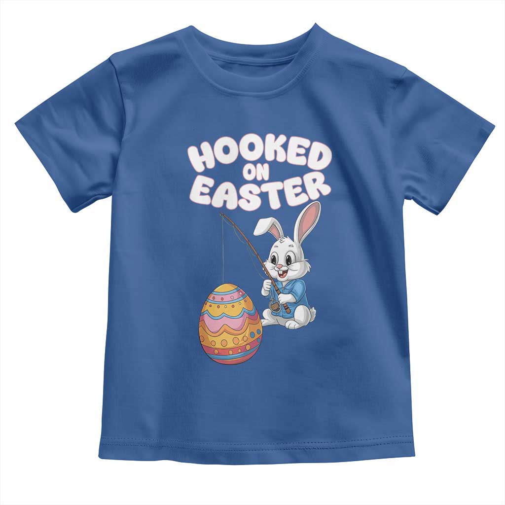 Cute Bunny Fishing Toddler T Shirt Hooked for Easter Eggs Funny Holiday