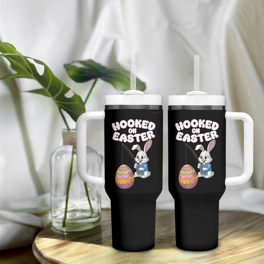 Cute Bunny Fishing Tumbler With Handle Hooked for Easter Eggs Funny Holiday
